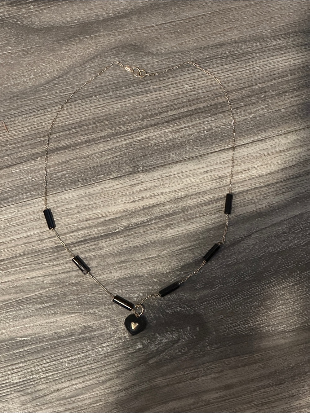 Bernard Passman Chain Necklace with Black Coral and Heart Pendant